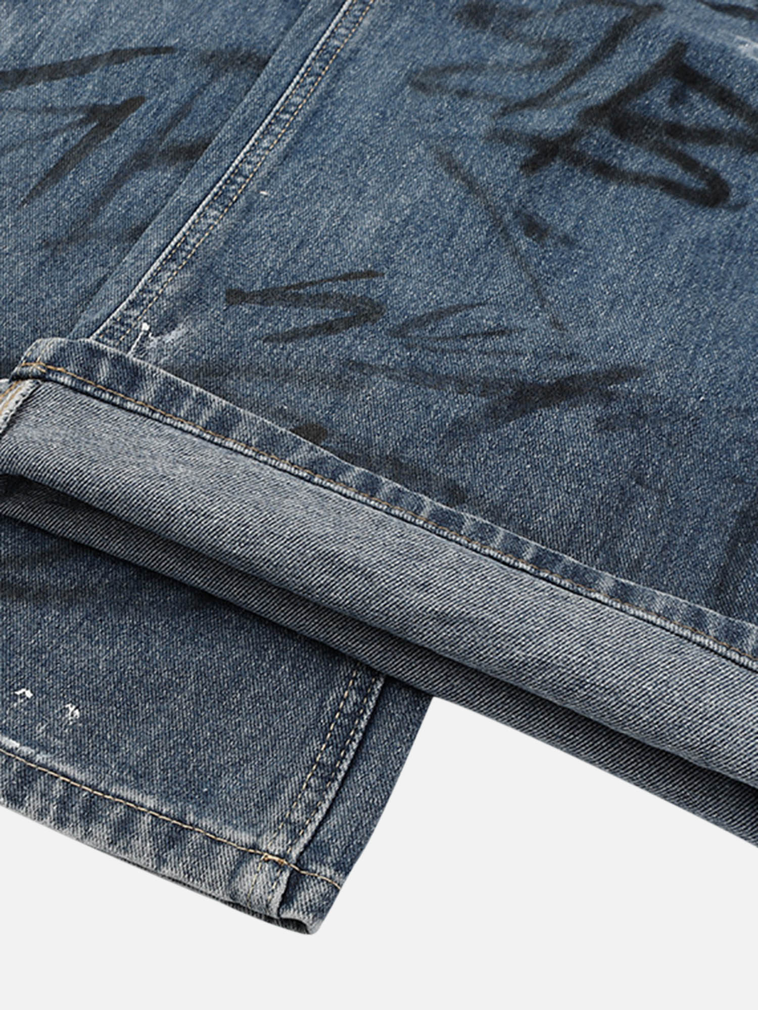 American Street Fashion Fun Graffiti Washed Distressed Jeans