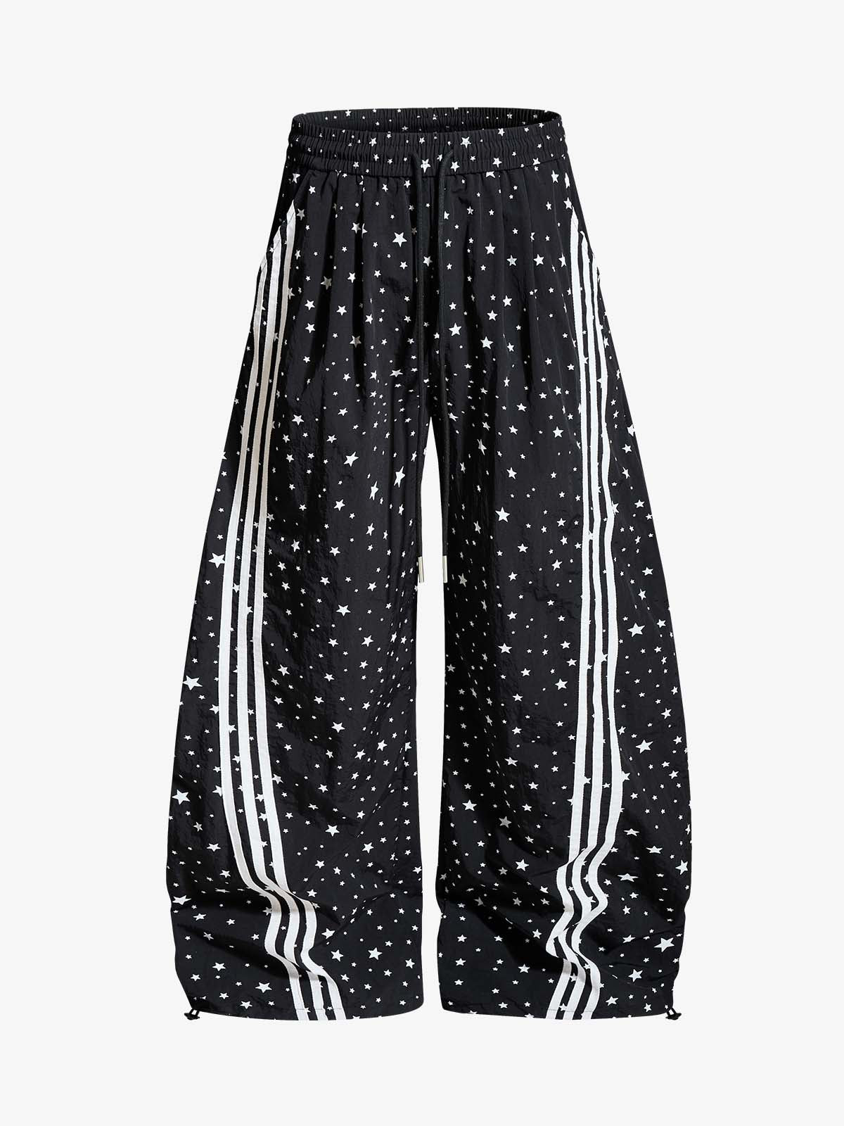 Star Pattern Side Stripe Baggy Track Pants 