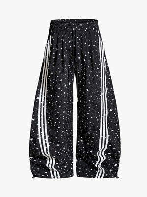Star Pattern Side Stripe Baggy Track Pants 