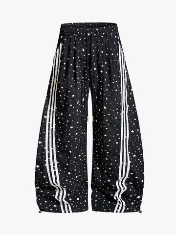 Star Pattern Side Stripe Baggy Track Pants 