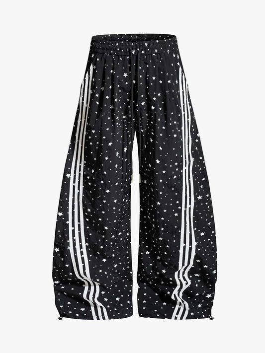 Star Pattern Side Stripe Baggy Track Pants