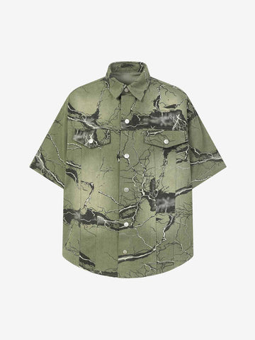 Lightning Storm Print Short Sleeve Shirt 