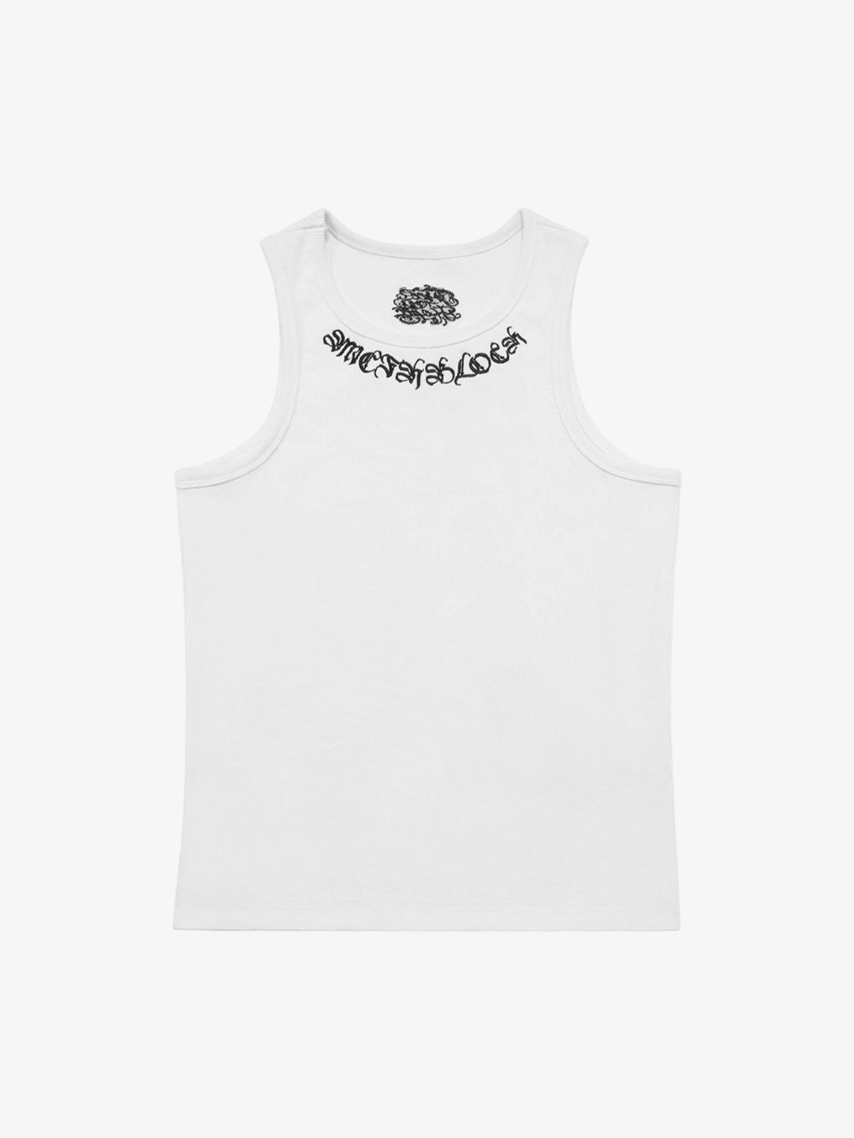Gothic Lettering Embroidered Ribbed Vest 