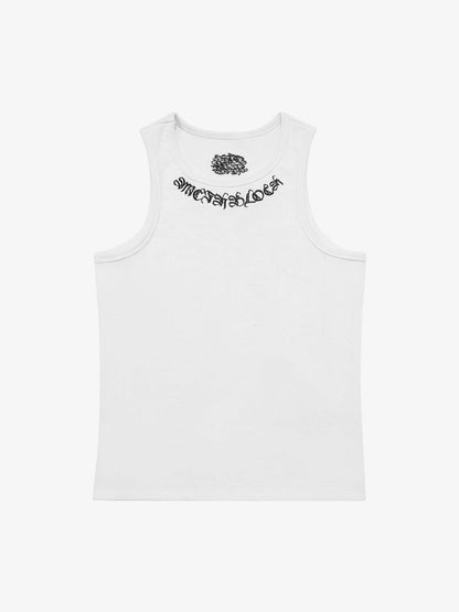 Gothic Lettering Embroidered Ribbed Vest 
