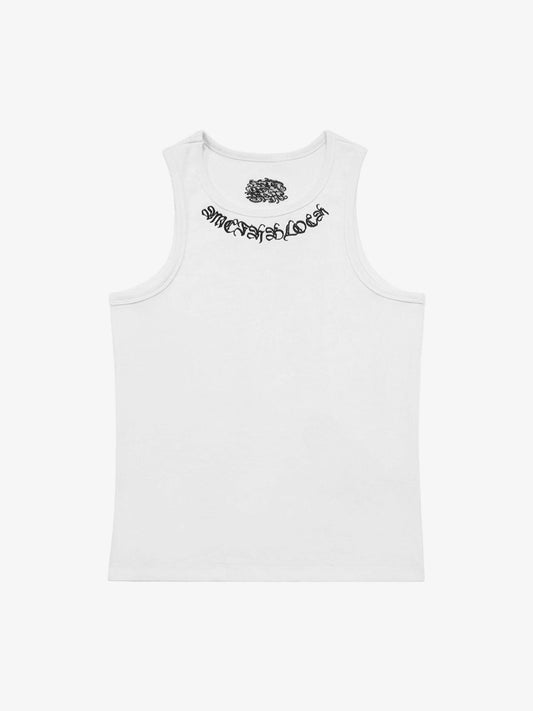 Gothic Lettering Embroidered Ribbed Vest 