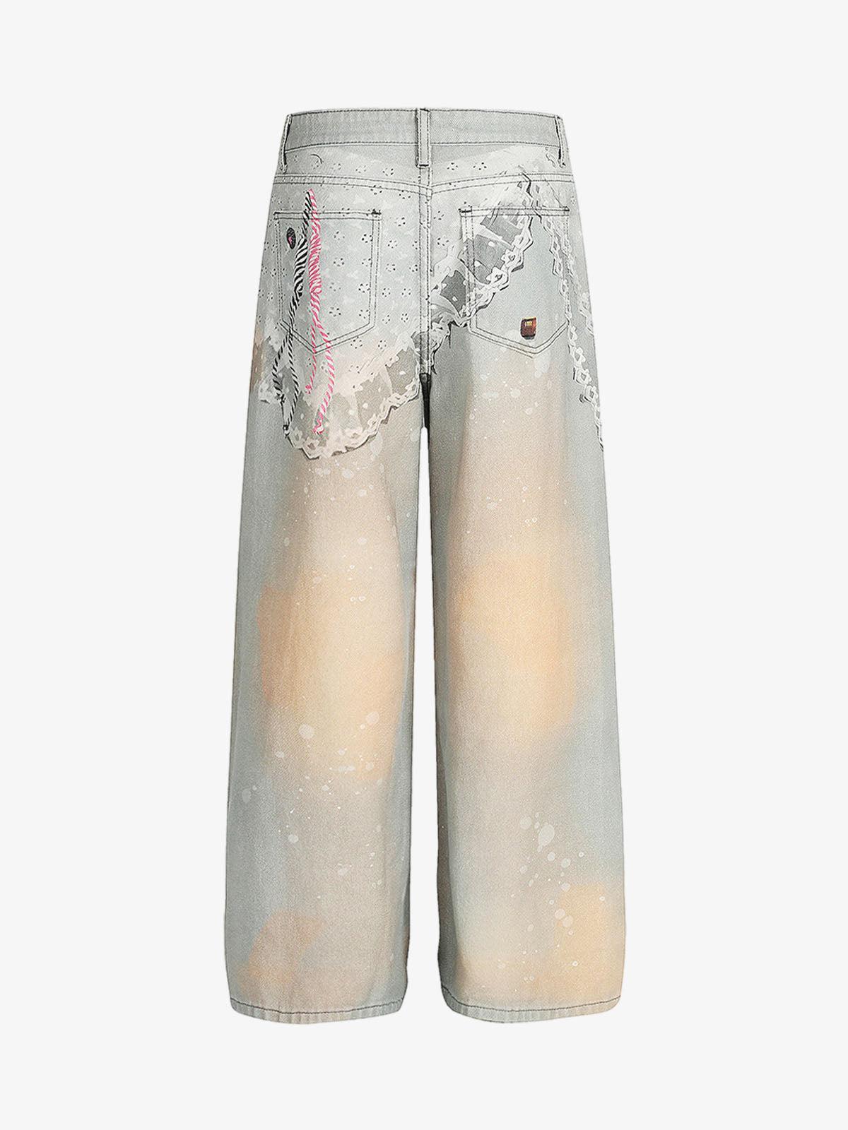 Unique Artistic Denim Trousers with Embellished Details for Women 