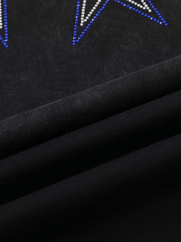 Strass-Sternen-Grafik-T-Shirt