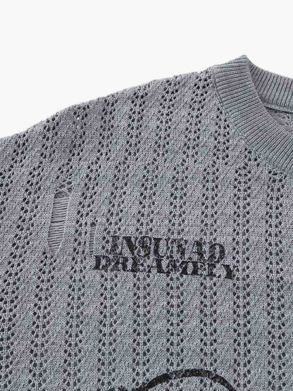 Stylish Knit Sweater with Floral Embroidery and Textured Design 