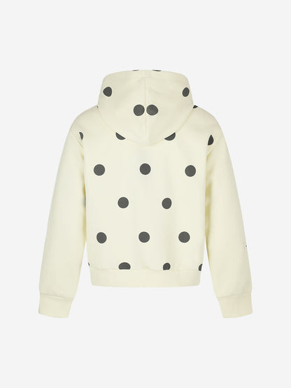 Polka Dot Logo Embroidered Cross Appliqué Zip Hoodie