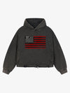 Skull Flag Graphic Washed Distressed Boxy Hoodie