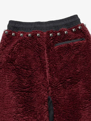Plush Script Graphic Curved-Leg Pants
