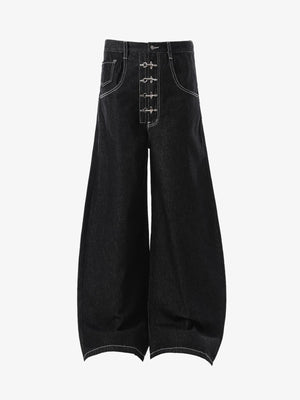 High-Waisted Wide-Leg Cargo Pants with Unique Pocket Design 