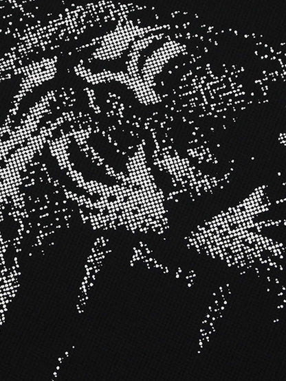 280G Cotton Tiger Print Oversized T-Shirt with Star Sleeve Design 