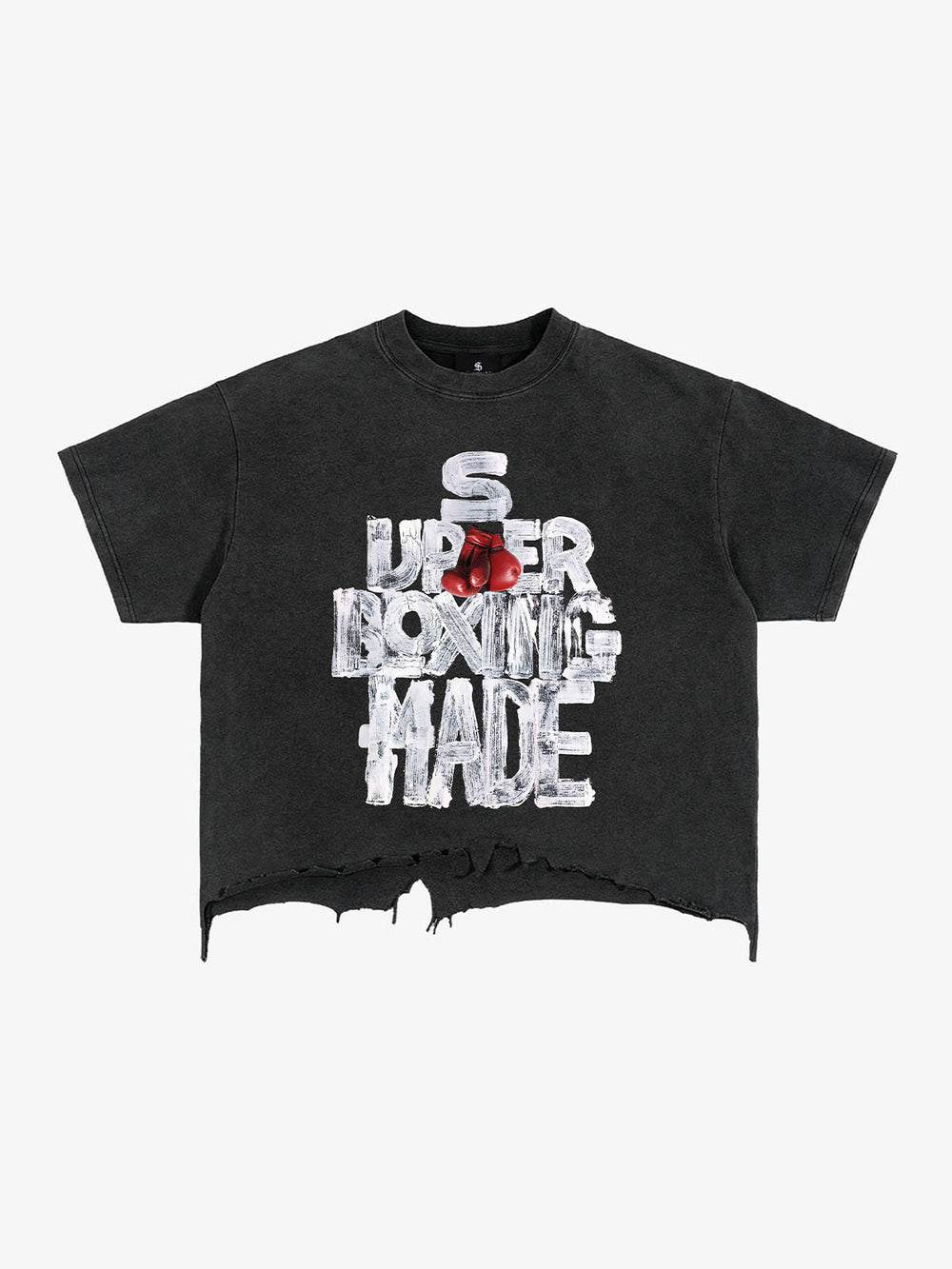 Distressed Boxing Graphic Crop Tee