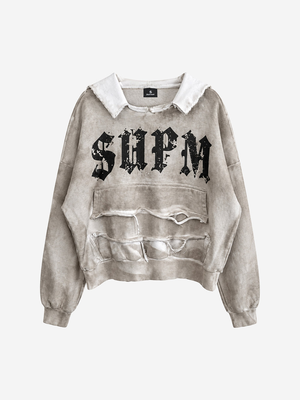 SUPM Graphic Deconstructed Raw-Edge Oversized Sweatshirt
