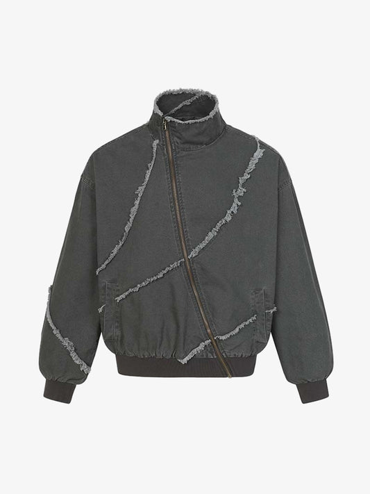 Deconstructed Patchwork Frayed Washed Jacket
