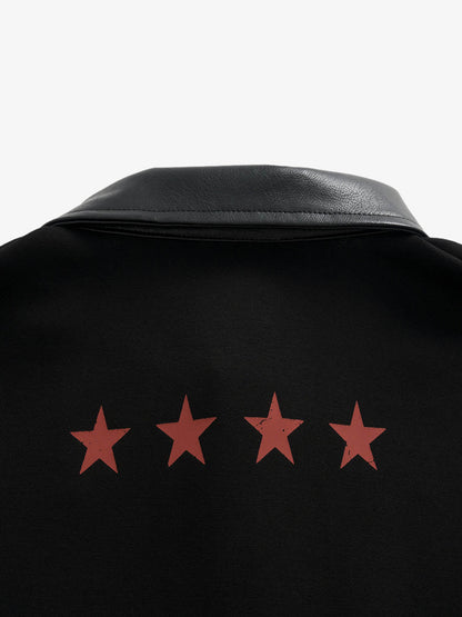Stylish Black Polo Shirt with Star and Emblem Design for Men 