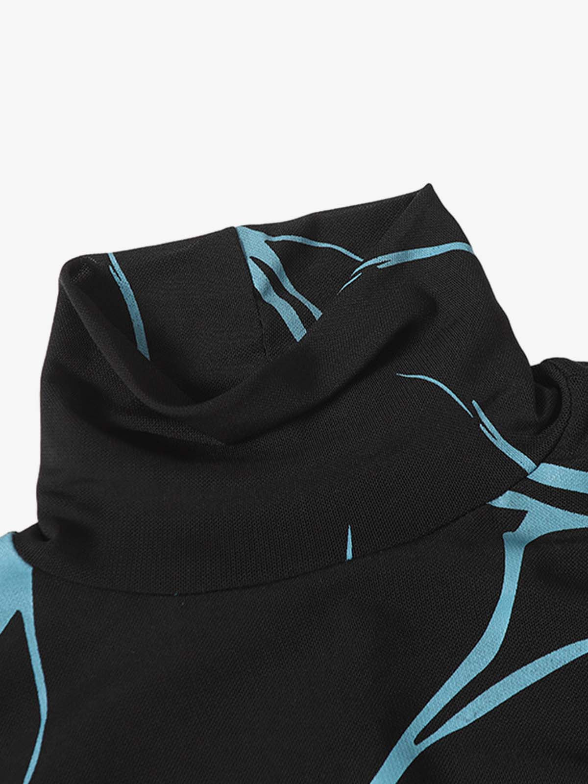 Thesupermade Dark Style Printed Slim Mesh Long-sleeved T-shirt 