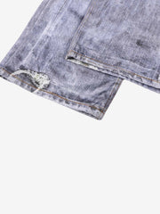 3D Graphic Distressed Wide-Leg Jeans