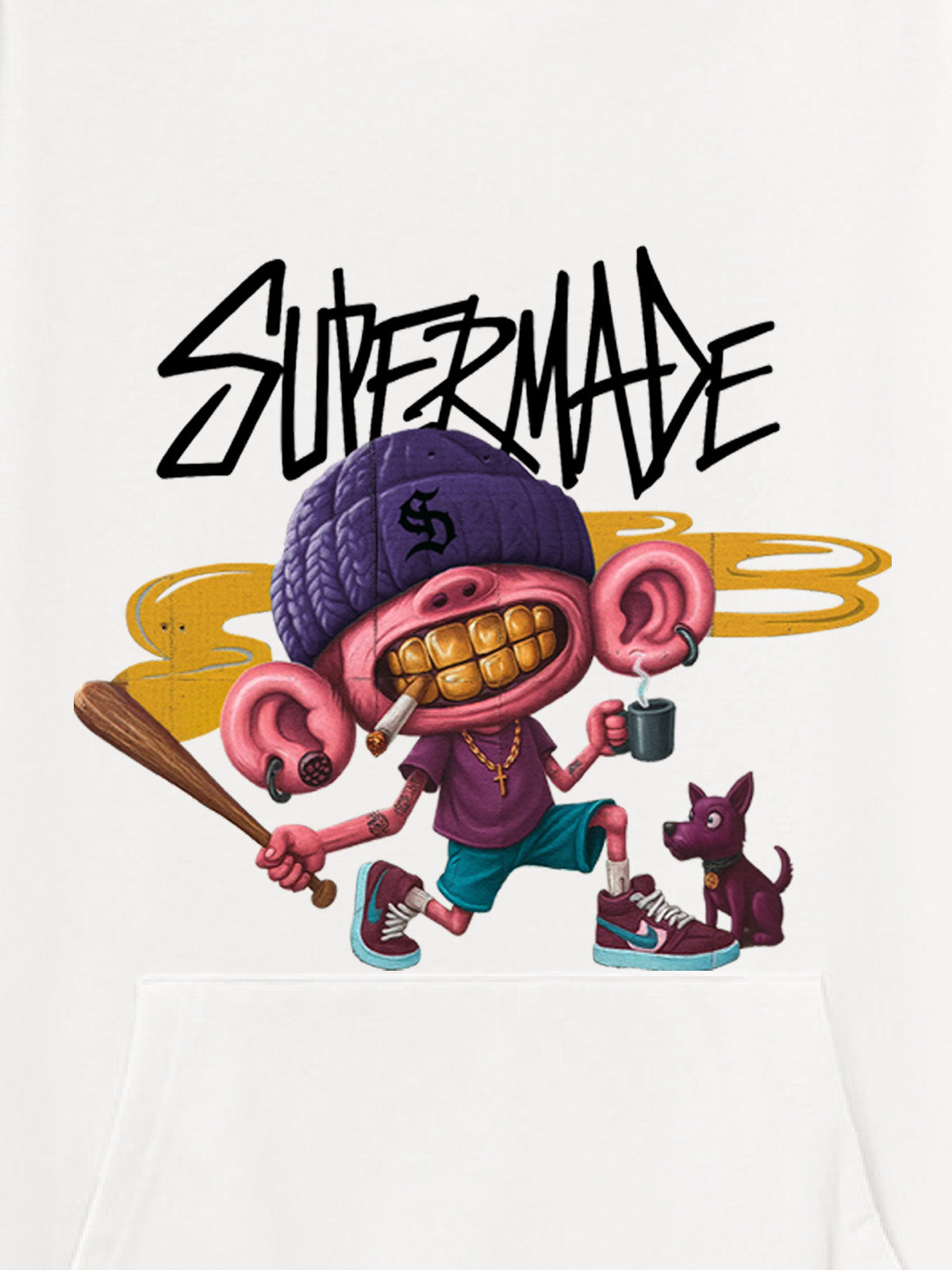 Thesupermade Cartoon Graffiti Baseball Boy Hooded Sweatshirt 