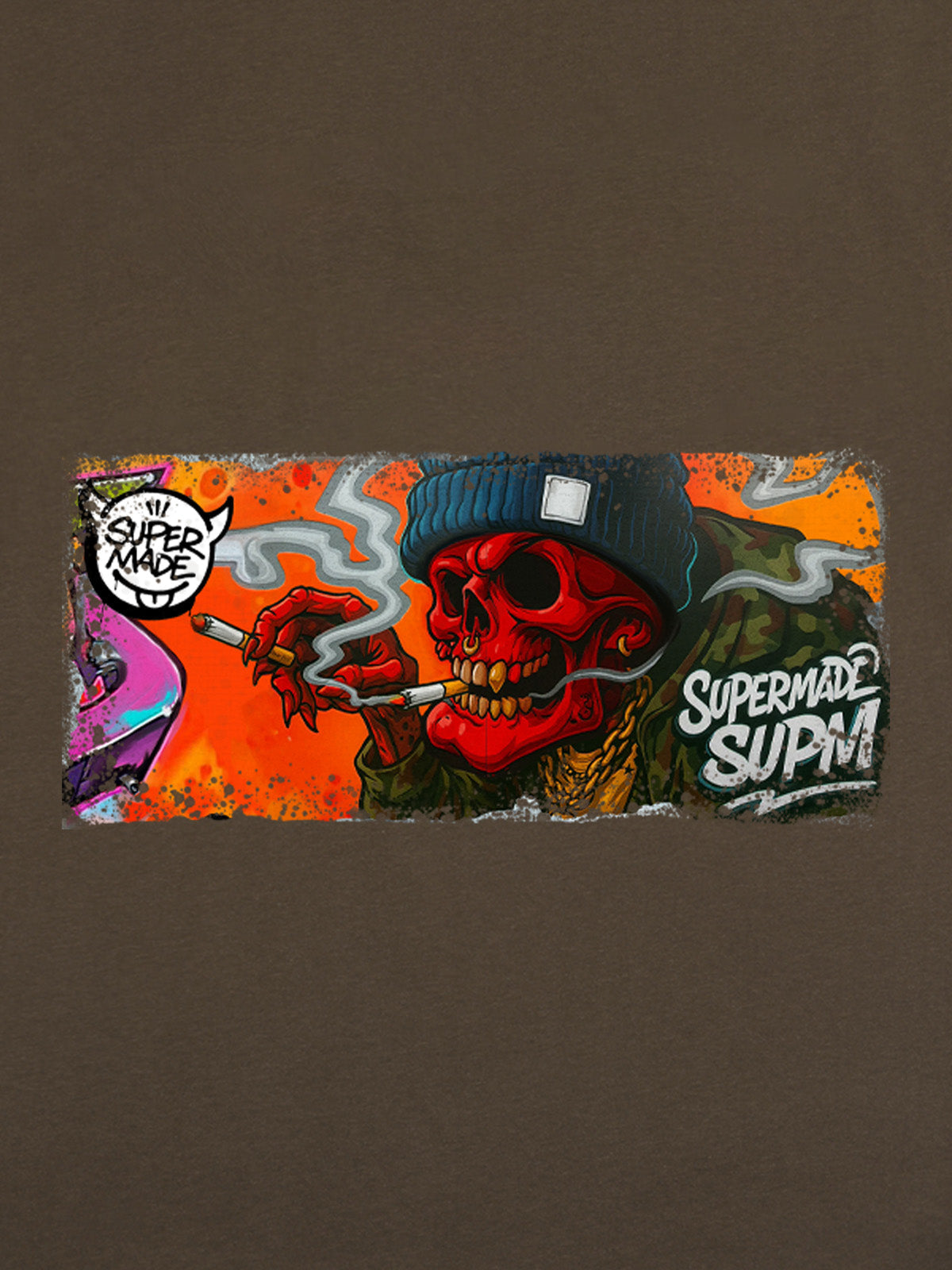 Thesupermade Distressed Blood Red Skull Graffiti T-shirt 