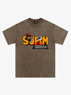 Supermade Trendy Hip-Hop Monkey Graffiti Font T-Shirt 