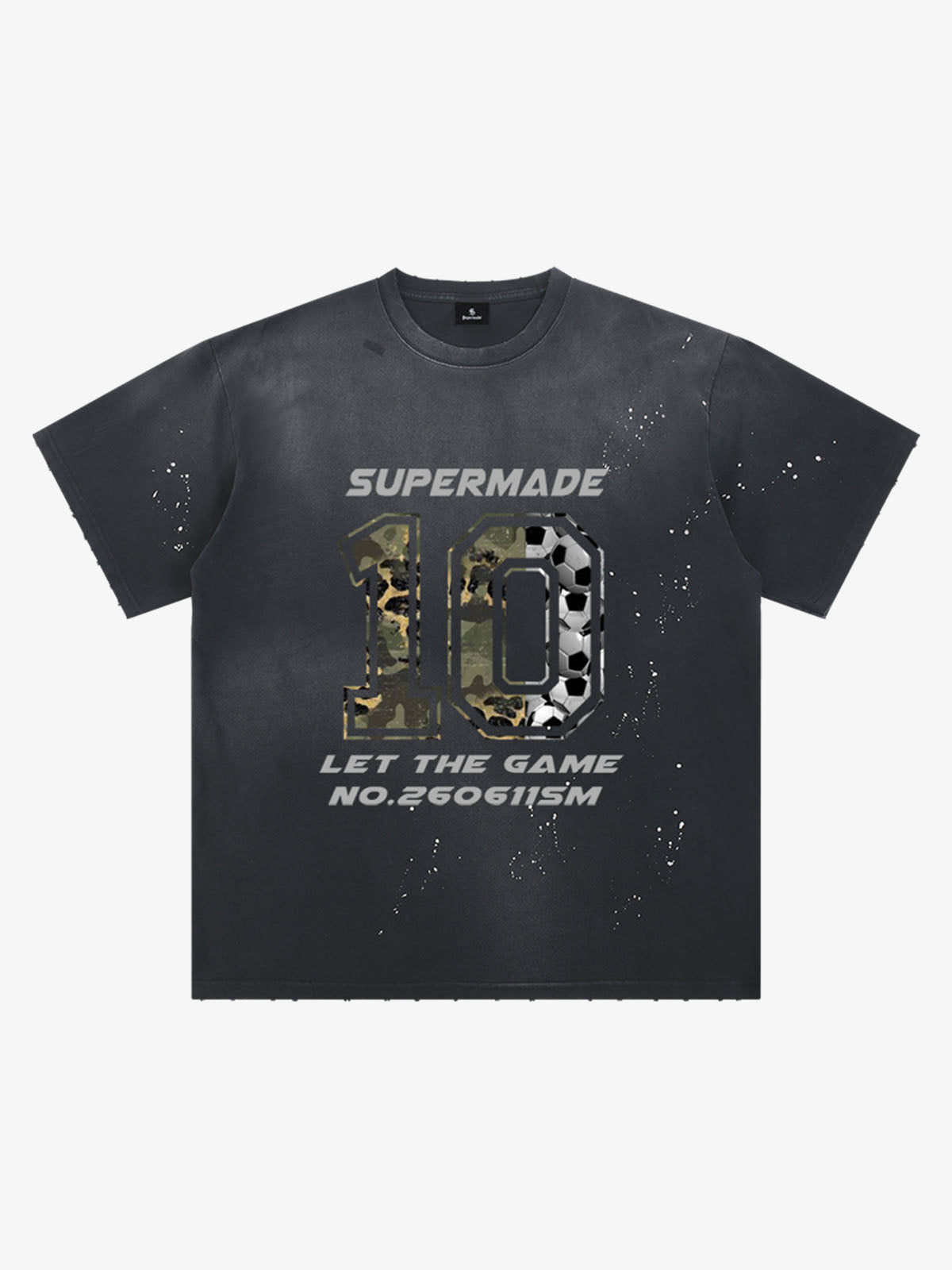 Cotton Supermade 10 Graphic T-Shirt with Camo and Soccer Ball Print for Casual Wear 