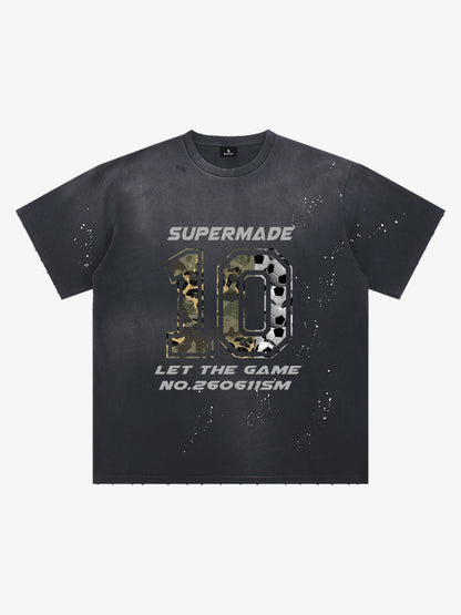 Cotton Supermade 10 Graphic T-Shirt with Camo and Soccer Ball Print for Casual Wear 