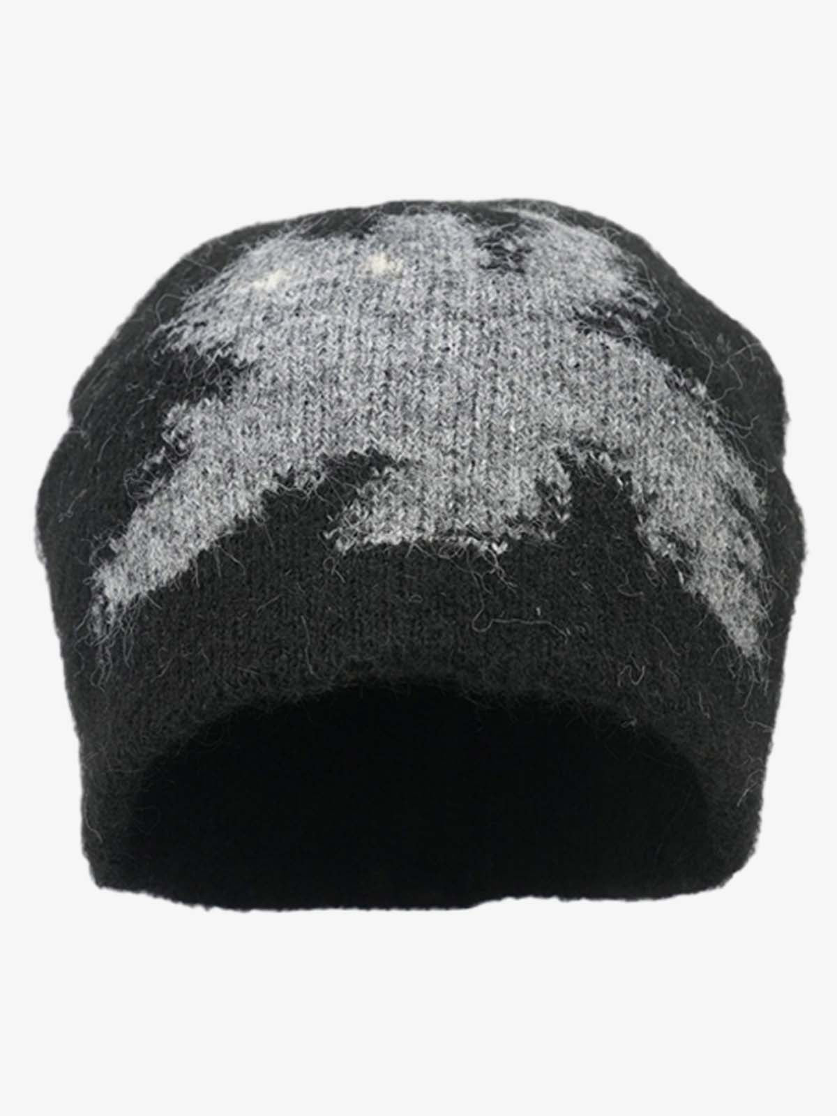Vintage Fuzzy Cat Pattern Knit Beanie Hat 