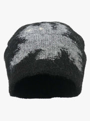 Vintage Fuzzy Cat Pattern Knit Beanie Hat 