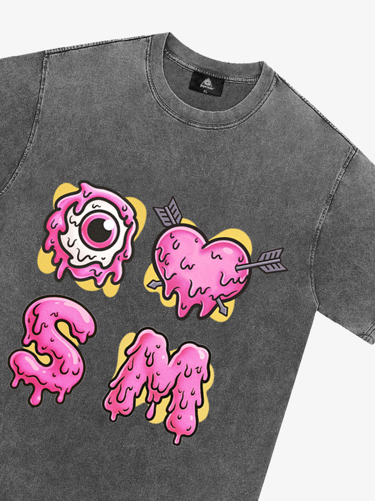 Thesupermade eyeball and love graffiti declaration T-shirt 