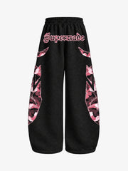 Waffle-Knit Camo Appliqué Embroidered Hoodie & Wide-Leg Sweatpants Set
