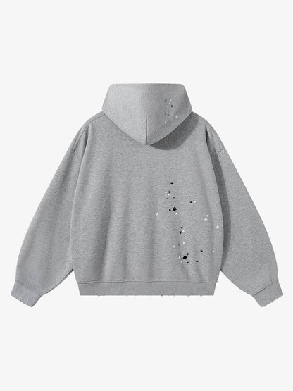 Metal Stud Detail Boxy Fit Hoodie