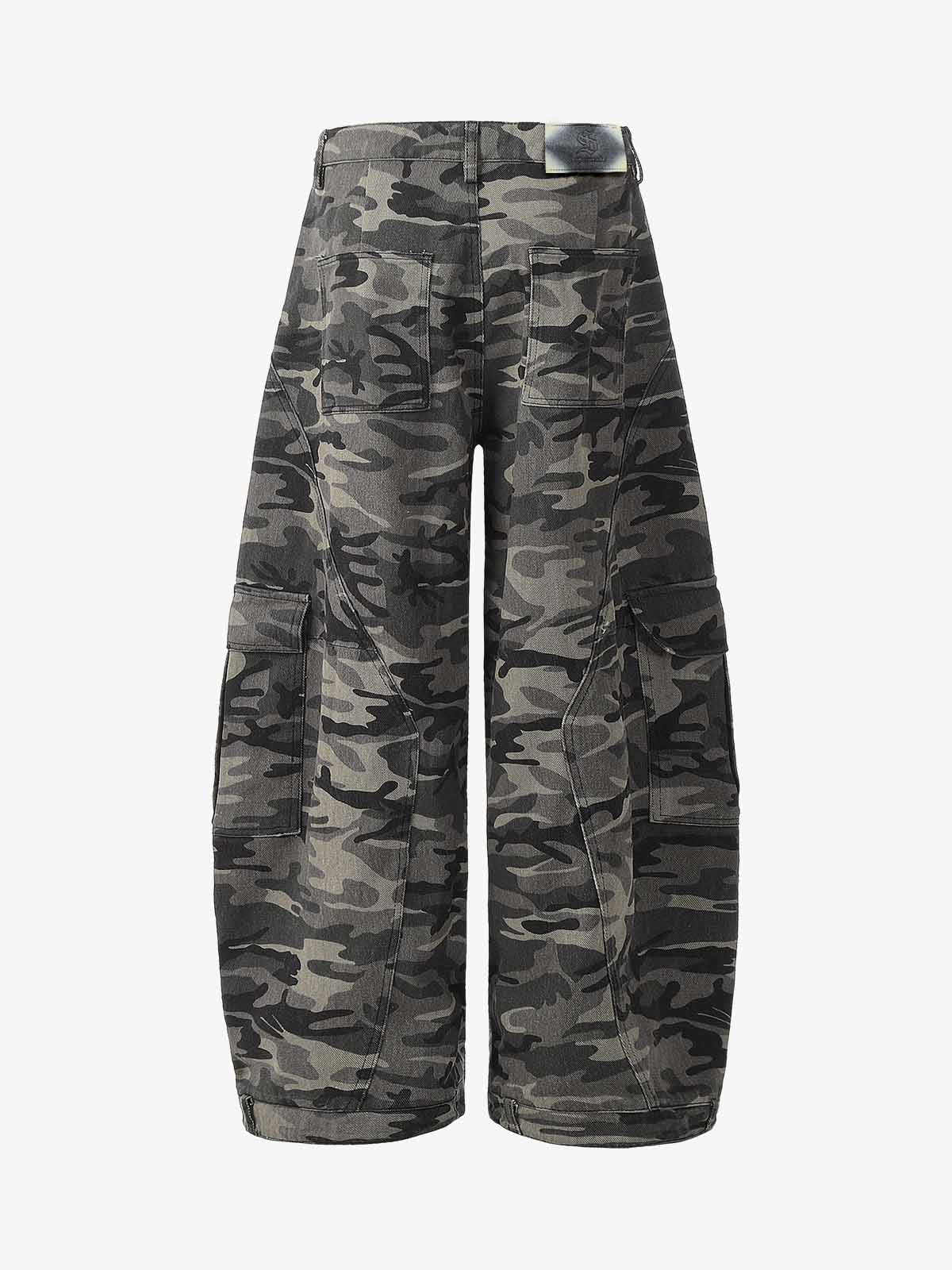 Camouflage Printed Curved Denim Jeans 