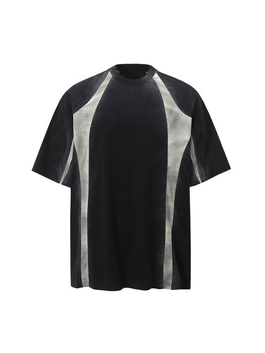 Retro Functional Patchwork Dirty Dyed T-shirt 