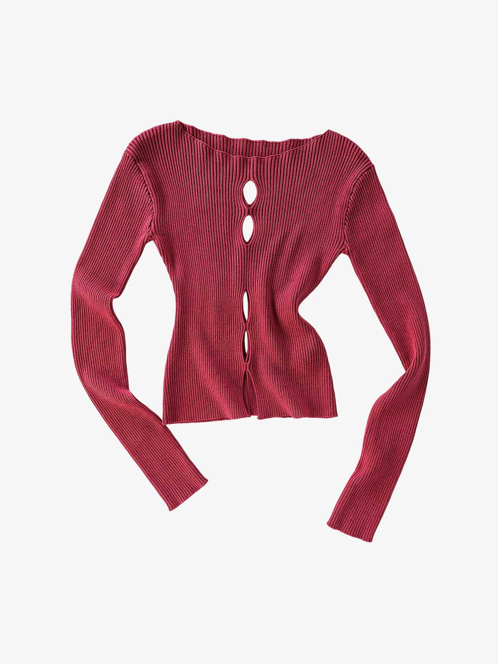 Distressed Ribbed Cutout Detail Sweater
