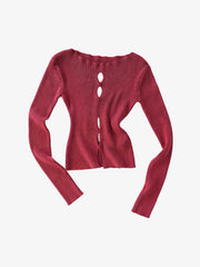 Distressed Ribbed Cutout Detail Sweater