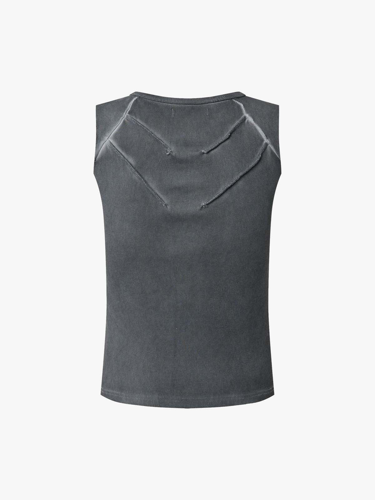 Exposed Seams Washed Knit Vest