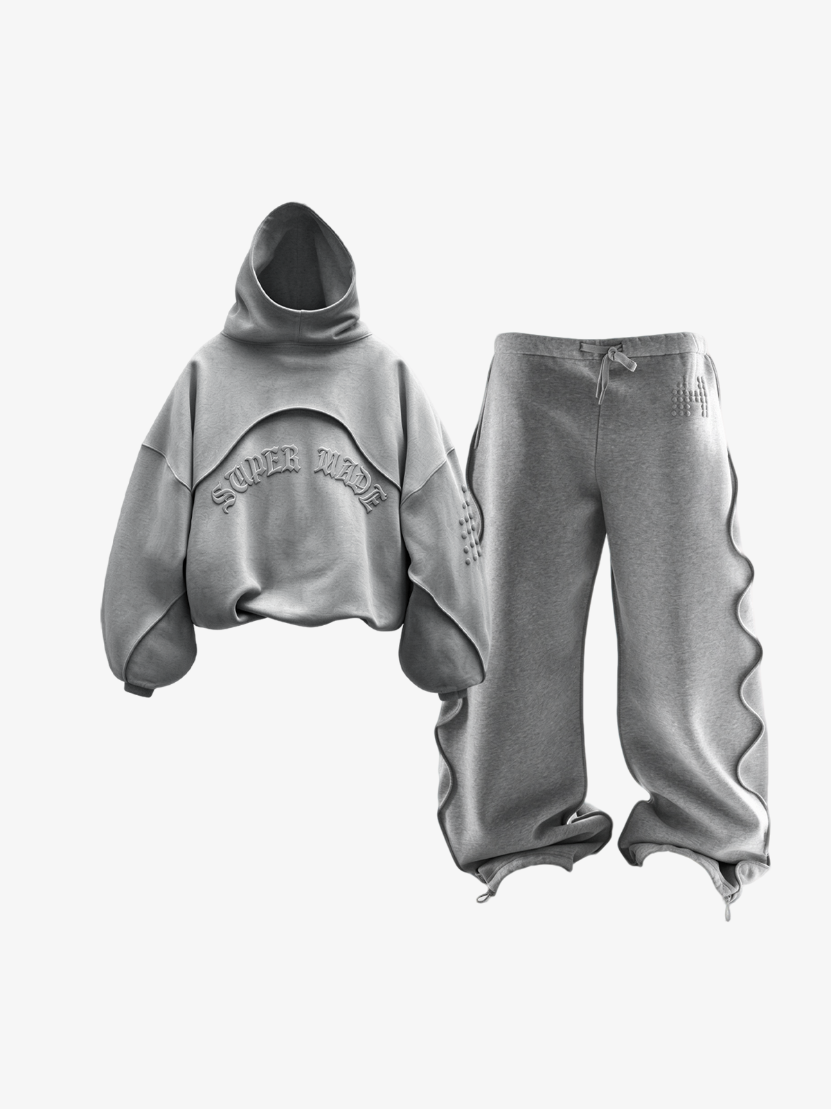 Sculpted Seam Cropped Hoodie & Curved-Leg Sweatpants Set