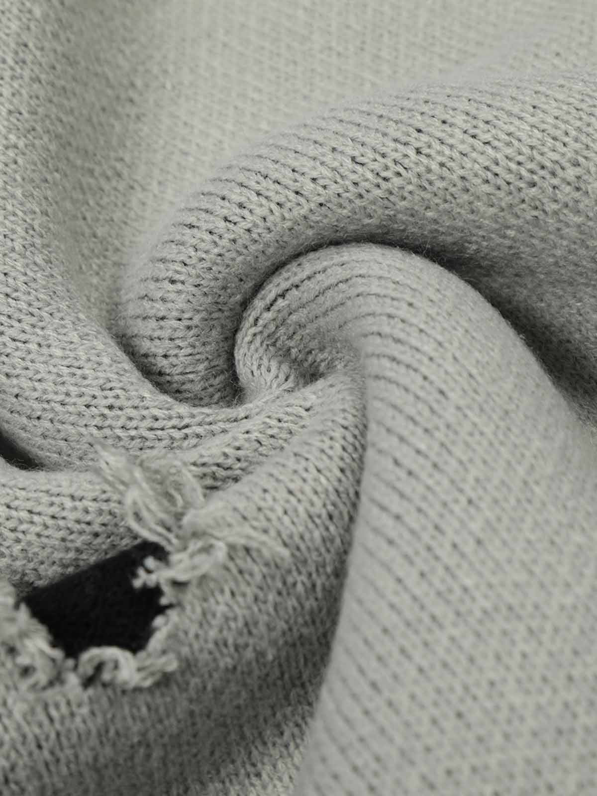 Distressed Photo Patch Oversized Knit Sweater