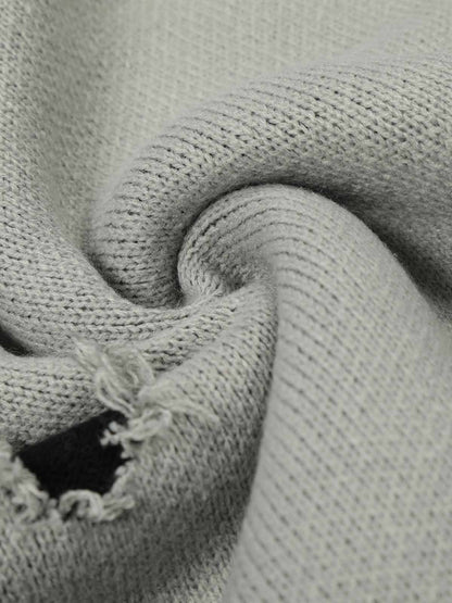 Distressed Photo Patch Oversized Knit Sweater