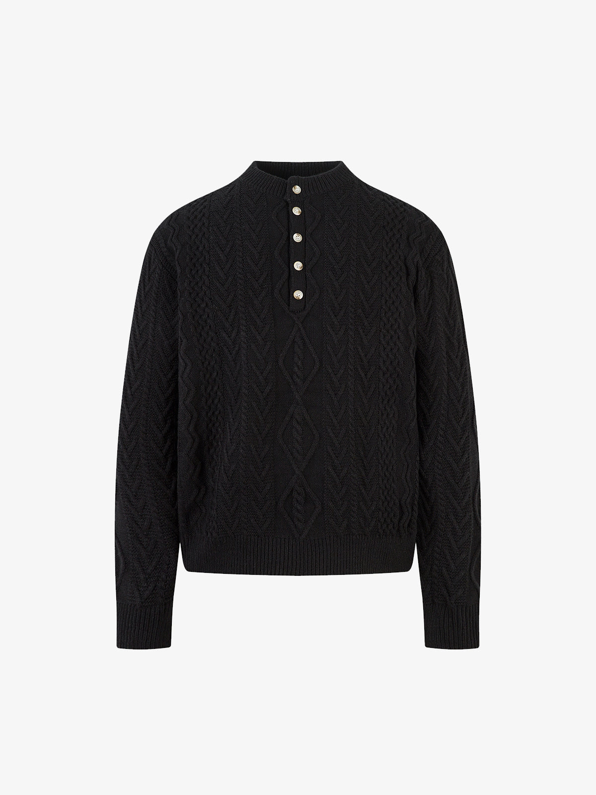 Elegant Cable Knit Sweater with Button Placket for Women 