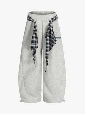 Stylish Wide-Leg Pants with Plaid Tie Belt for Women - Perfect for Casual and Fashionable Looks 