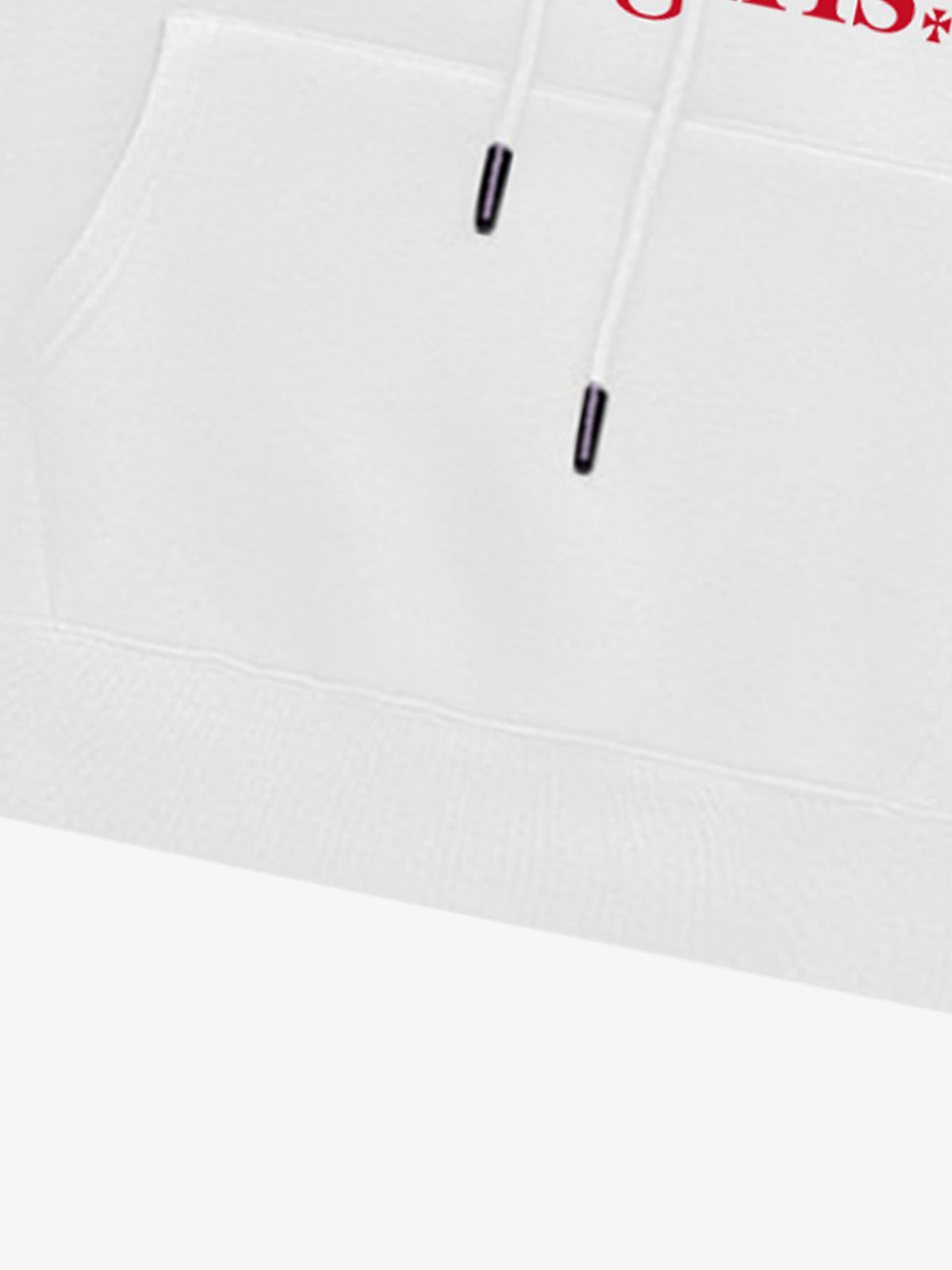 Thesupermade Street Contrast Letter Design Print Plush Hooded Sweatshirt 