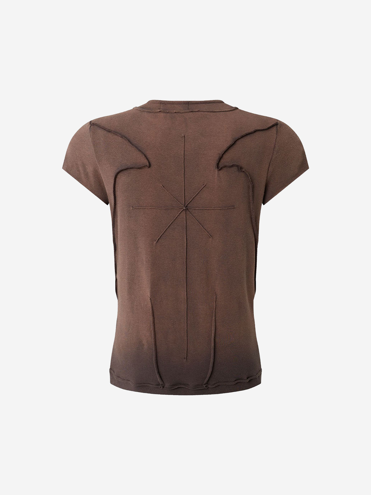 Camiseta con bordado de escorpión y costuras expuestas