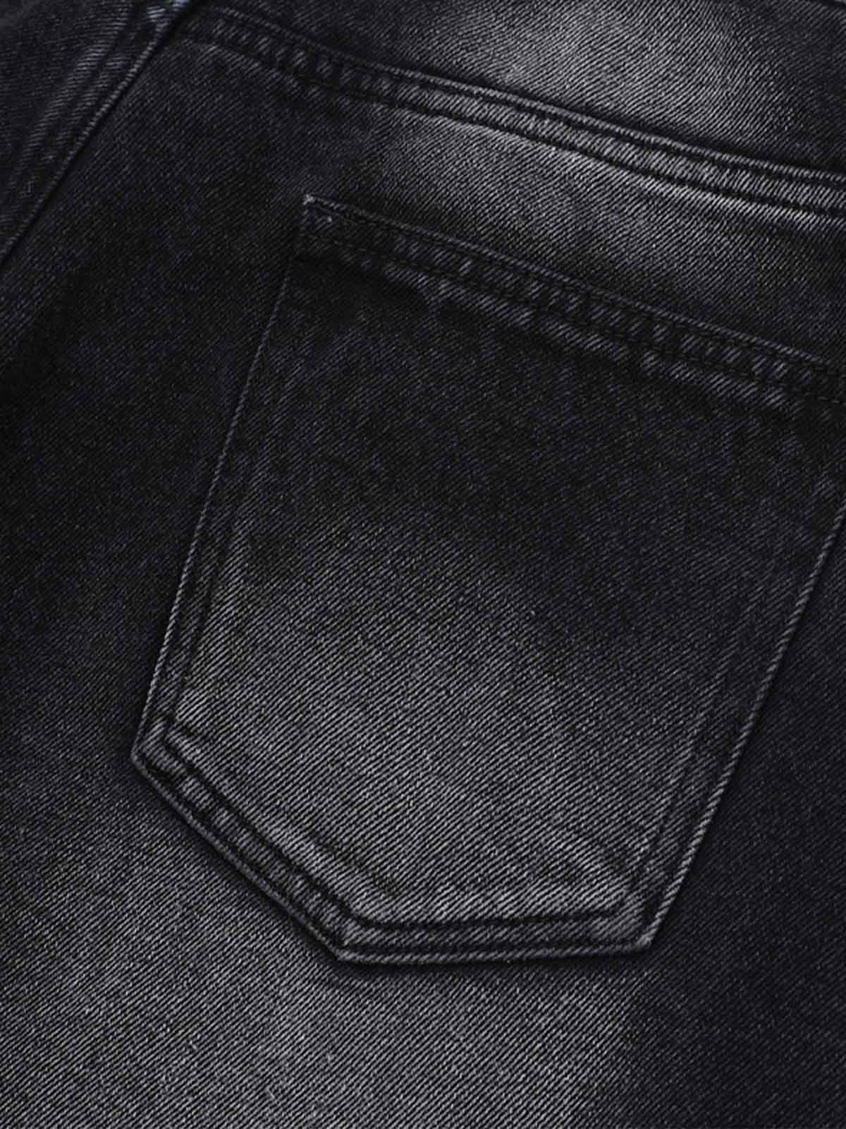 Distressed Washed Workwear Denim Shirt And Jorts Set 