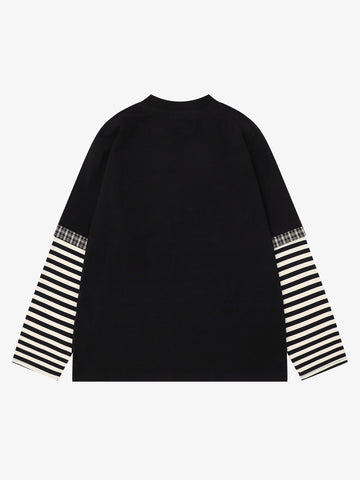 Striped Dark Graphic Long Sleeve Tee