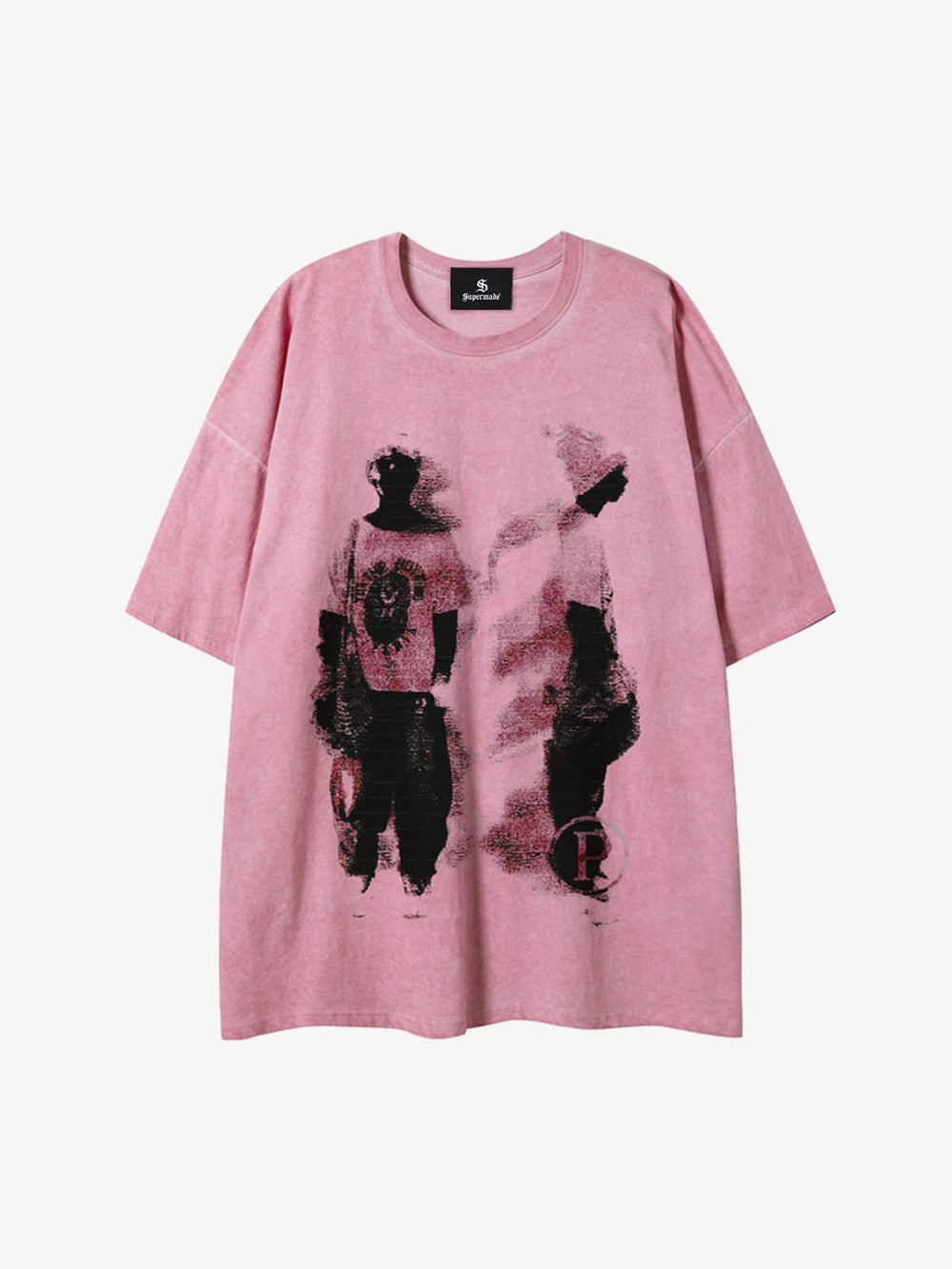 Acid Wash Figure Graphic Oversized T-Shirt 
