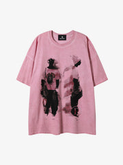 Acid Wash Figure Graphic Oversized T-Shirt 