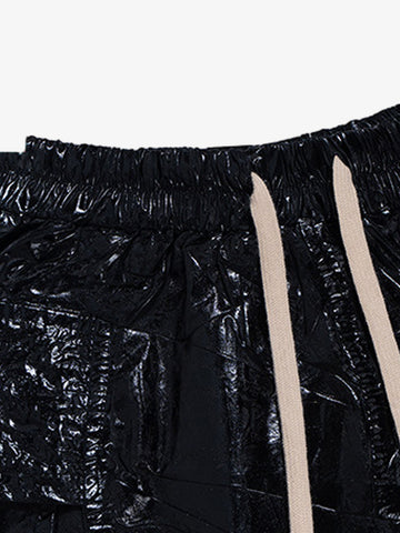 Glossy Faux Leather Cargo Shorts